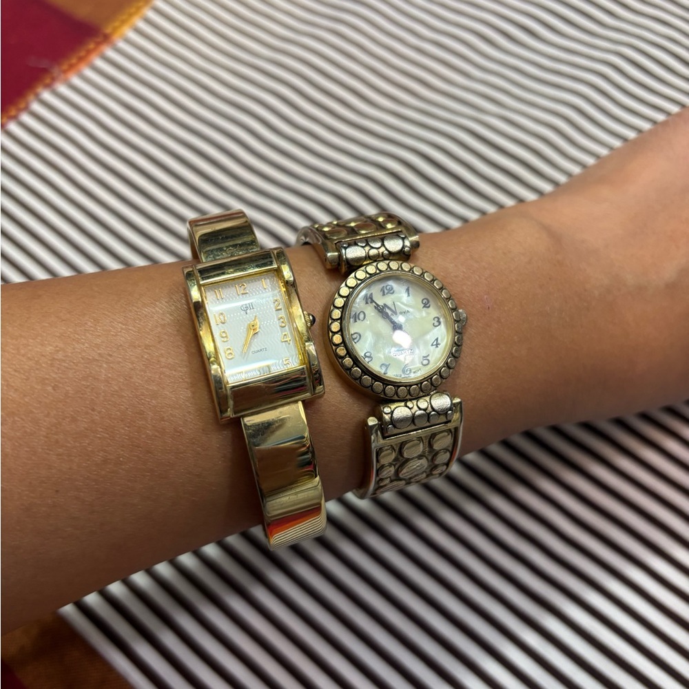 Luxurious Gold Watches Set with Ornate Design and Sparkling Accents